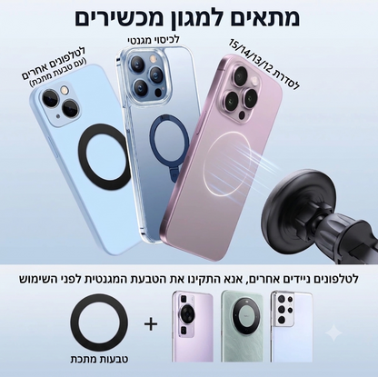 מעמד טלפון מגנטי לרכב MagSafe | מגנט חזק במיוחד | הפעלה ביד אחת