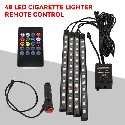 תאורת LED פנימית לרכב RGB | שלט + שליטה באפליקציה + סנכרון למוזיקה | 4 רצועות
