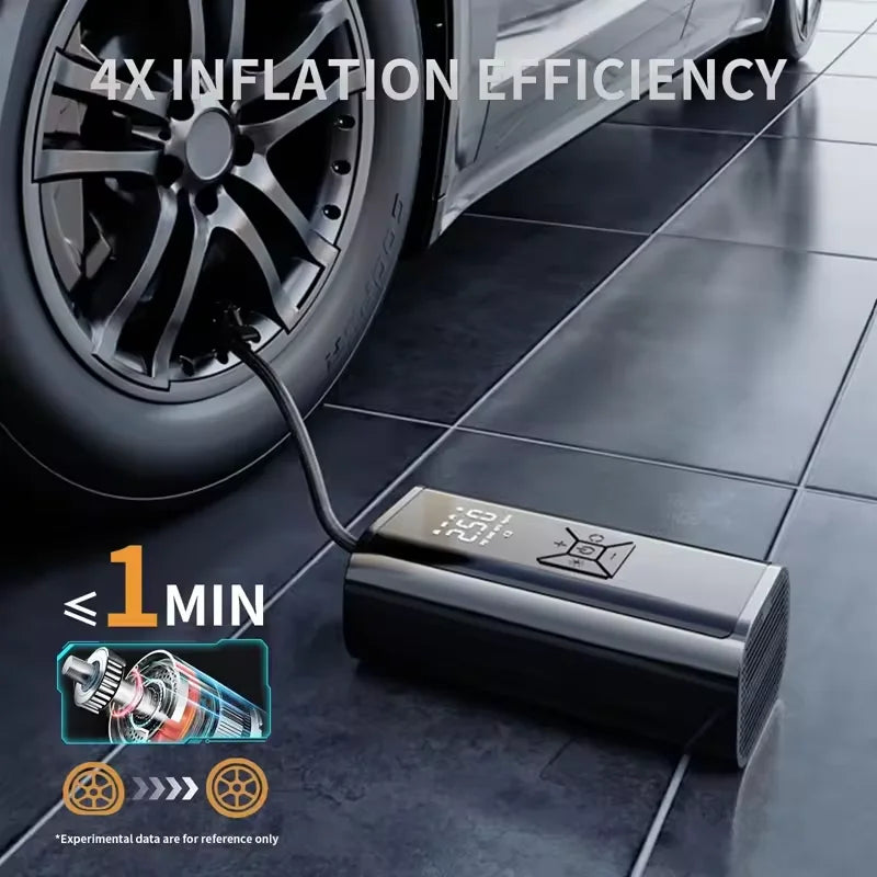 משאבת אוויר נטענת אלחוטית לרכב | 150PSI | ניפוח מהיר פי 3 | מד לחץ דיגיטלי