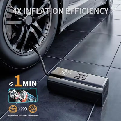 משאבת אוויר נטענת אלחוטית לרכב | 150PSI | ניפוח מהיר פי 3 | מד לחץ דיגיטלי