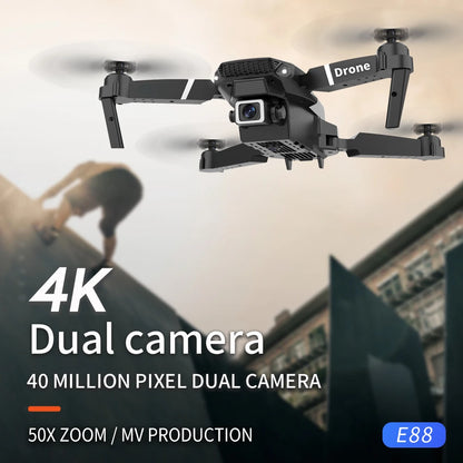 רחפן מקצועי מתקפל E88 Pro עם מצלמת HD כפולה ושלט חכם